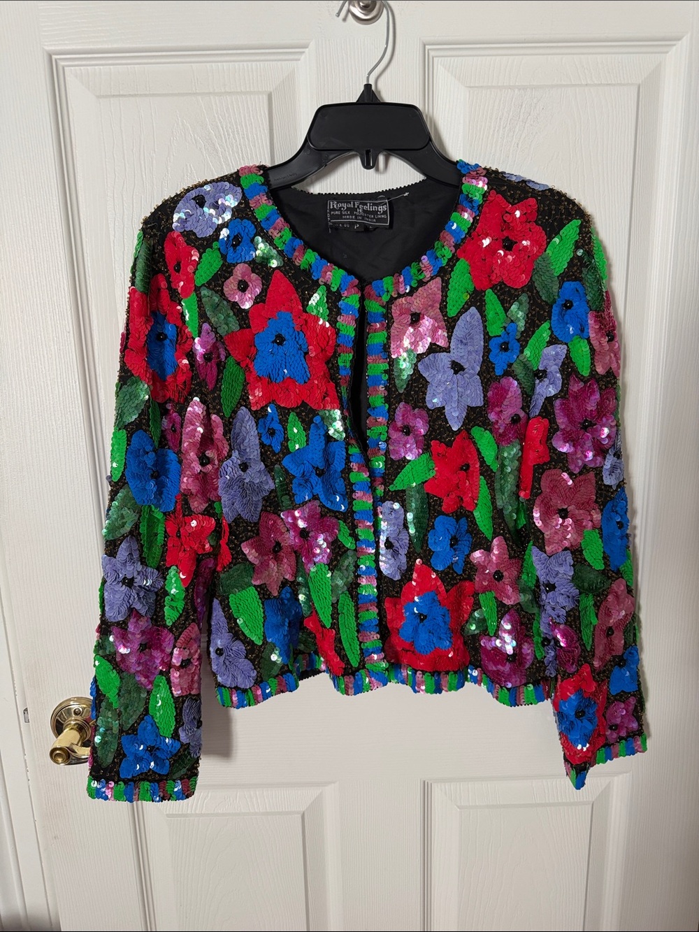 Vintage royal Feelings Multicolor Sequin Floral Jacket small
